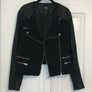 ABS Denim Collection by Allen Schwartz Black Moto Jacket